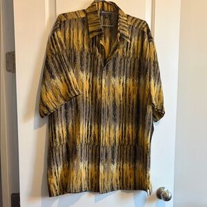 Y2K sick Bass Yellow and Black Patterned Shirt made in USA